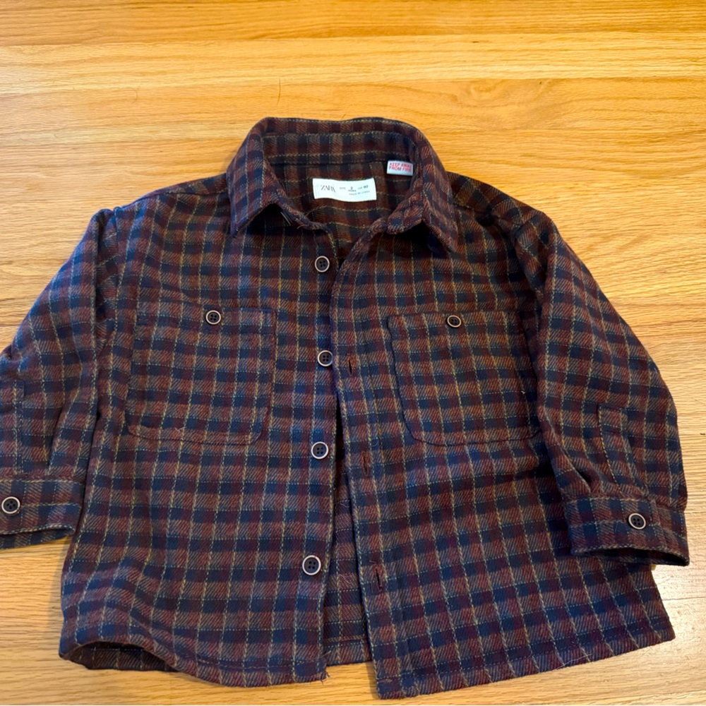 Zara toddler boy plaid heavyweight over shirt